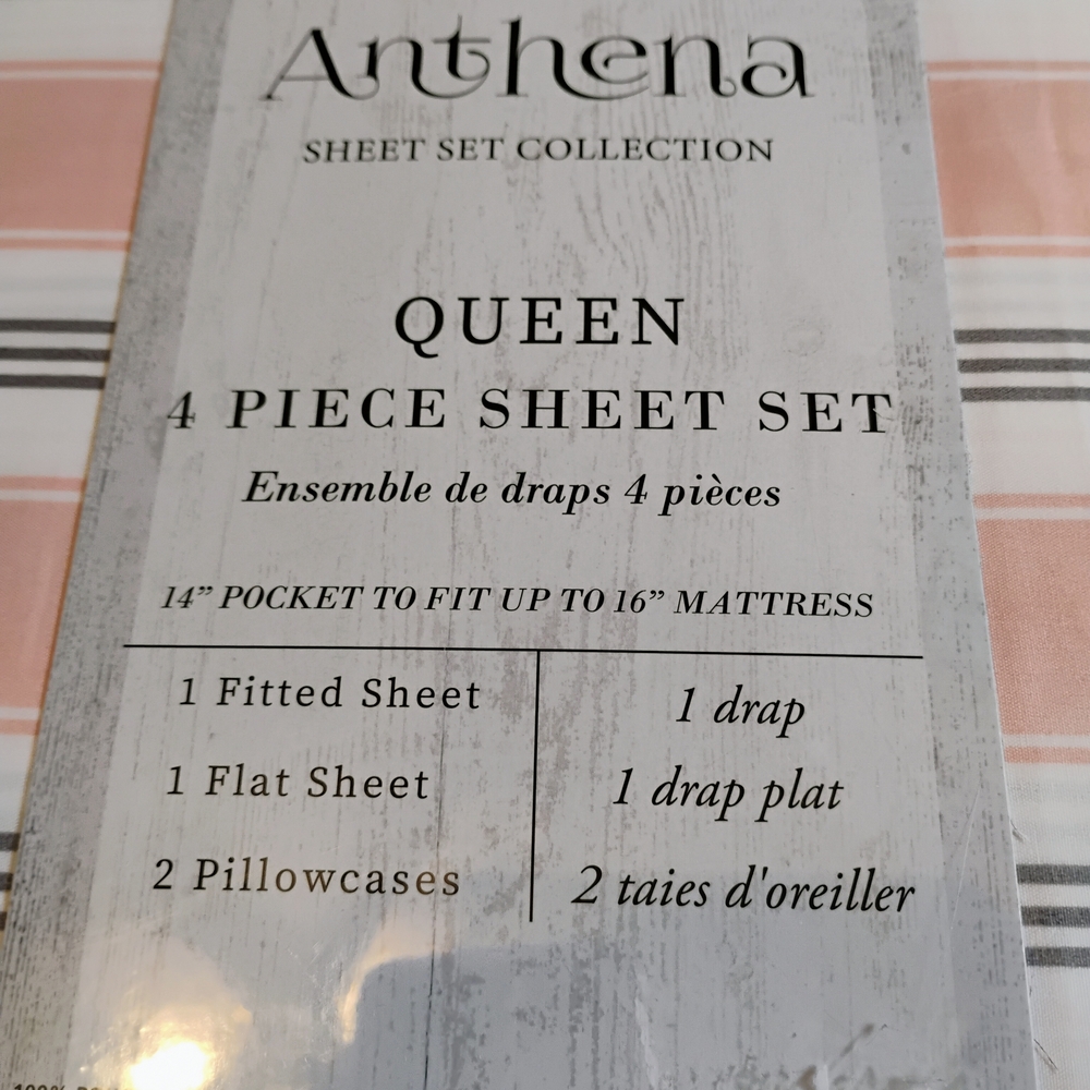 Athena Pink and White Queen Sheet Set And Pink And White Curtains - Picture 8 of 15
